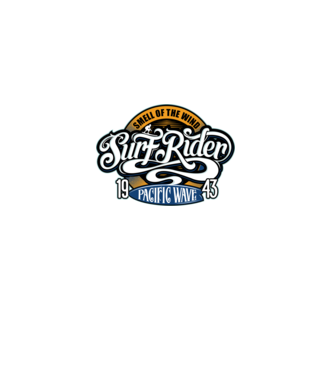 Surf Rider model negru pe tricou