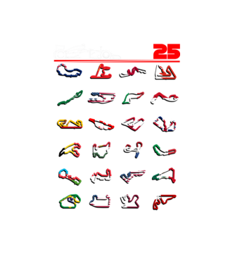 F1 calendar 2025 Negru model alb pe tricou
