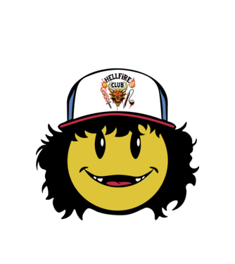 dustinhappyface model alb pe tricou