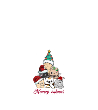 Meowy catmas model alb pe tricou