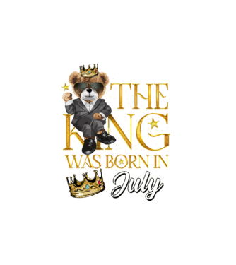 The king was born int JULY model alb pe tricou