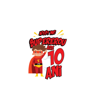 Acest mic supererou are 10 ani model negru pe tricou