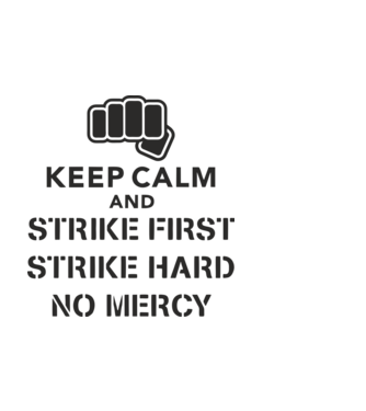 Keep calm and strike first cobra kai model alb pe tricou