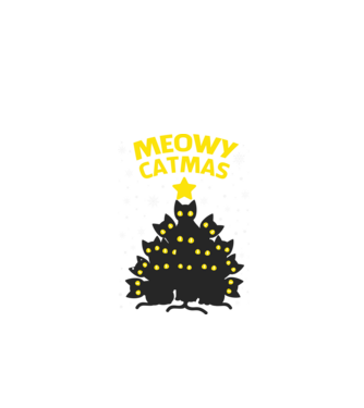 Meowy catmas black model roșu pe tricou