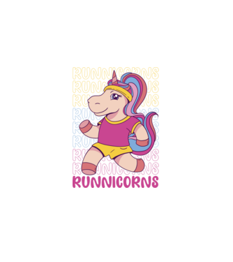 Runnicorns model negru pe tricou