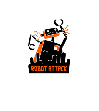 Robot Attack model alb pe tricou
