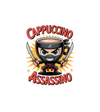 Cappuccino Assasino model alb pe tricou