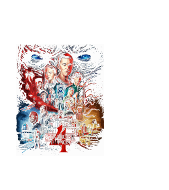 stranger things poster model alb pe tricou