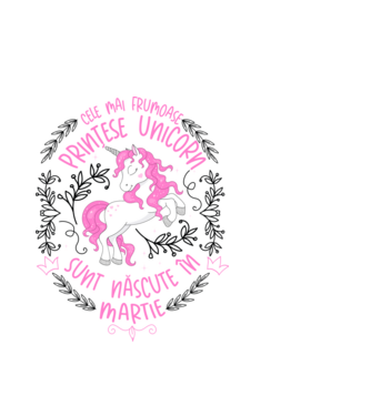 Cele mai frumoase prințese unicorn sunt născute în Martie model alb pe tricou