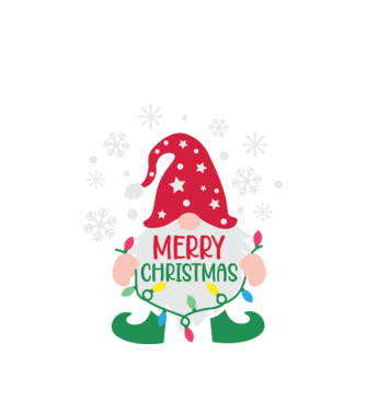 Merry christmas gnome model alb pe tricou