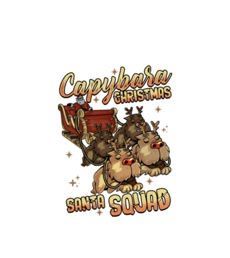 Capybara christmas santa squad model alb pe tricou
