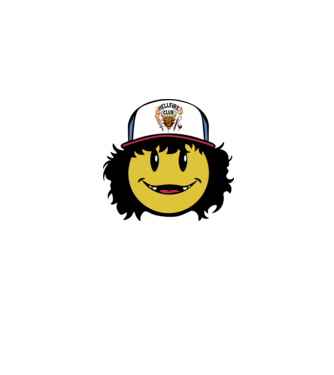 dustinhappyface model albastru jeanși pe tricou