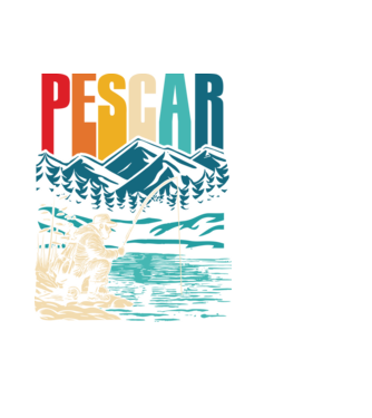 Pescar retro model negru pe tricou