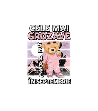 RETRO teddy fetişcană SEPTEMBRIE model alb pe tricou