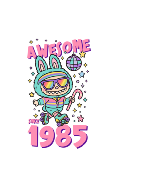 Awesome since 1985 - Labubu model alb pe tricou
