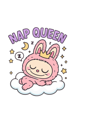 Nap Queen model albastru deschis pe tricou