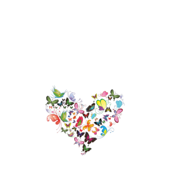 Butterfly Heart model alb pe tricou