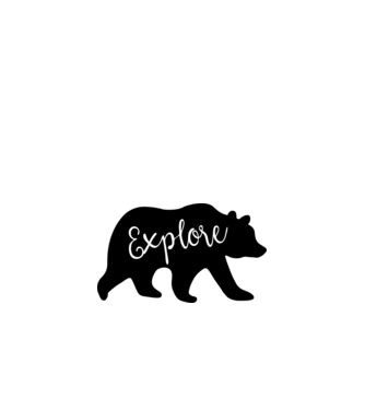 Bear explore model alb pe tricou