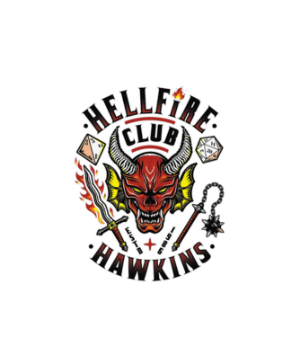 hellfire club hawkins model alb pe tricou