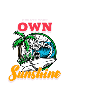 Create your own sunshine surfer skeleton model negru pe tricou