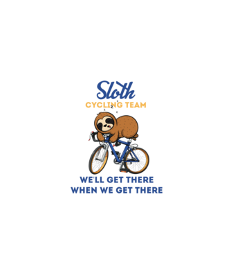 Sloth cycling team model alb pe tricou