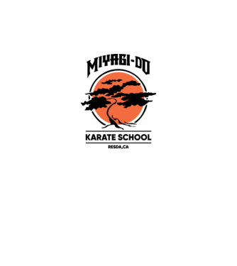 Miyagi-do karate school model alb pe tricou