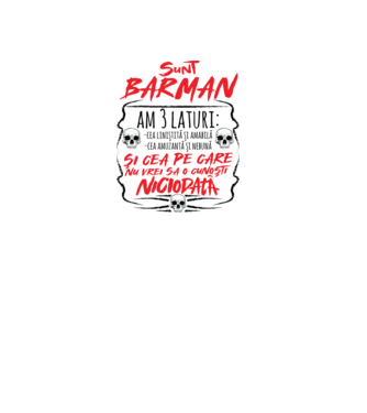 sunt barman am 3 laturi model gri pe tricou