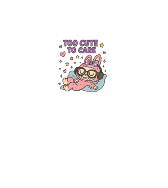 Too cute to care model negru pe tricou