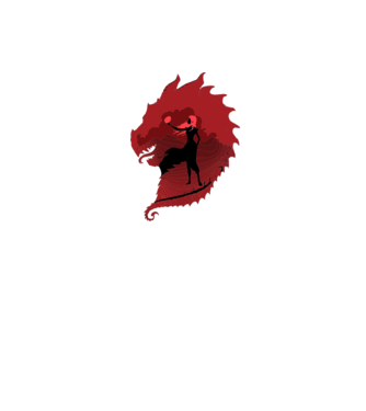 The Dragon model alb/roșu pe tricou