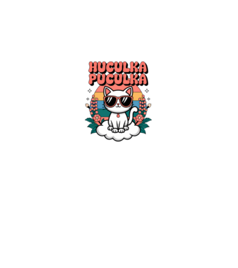 Huculka Puculka pisică 1 model alb pe tricou
