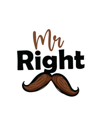 Mr right model alb pe tricou