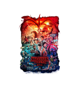 stranger things tribute poster2 model alb pe tricou