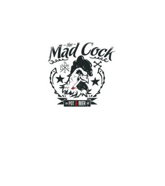The Mad Cock model alb pe tricou