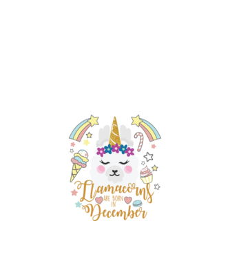 Llamacorns are born in December model alb pe tricou