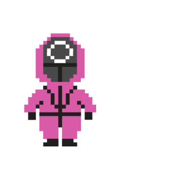 squid game pixel model negru pe tricou