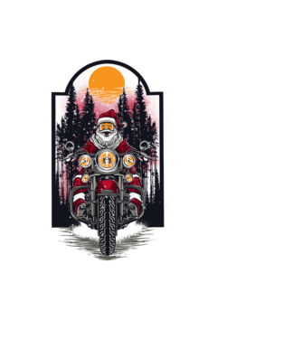 Motor santa model negru pe tricou