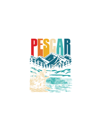 Pescar retro model negru pe tricou