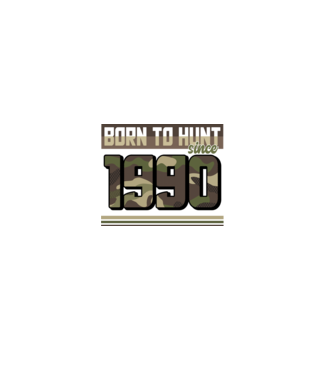 Born to hunt since 1990 model negru pe tricou