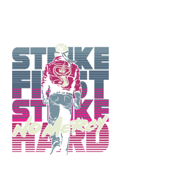 Strike first strike hard neon model negru pe tricou