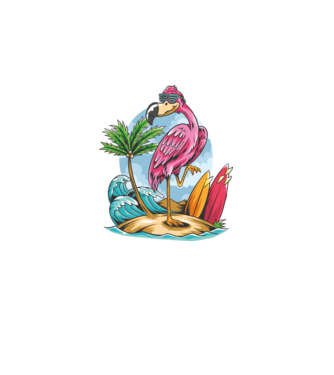 Surfer flamingo model negru pe tricou