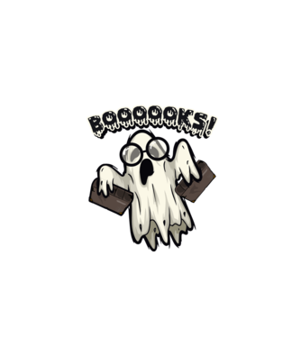 Spooky boookworm model negru pe tricou