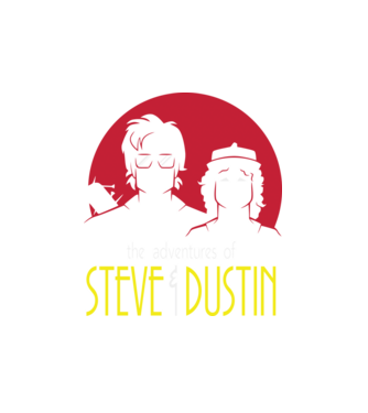 steve and dustin model alb pe tricou
