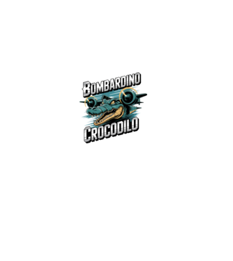Bombardino Crocodilo 2 model negru pe tricou