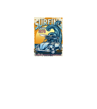 Surfer Camp model negru pe tricou