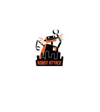 Robot Attack model alb pe tricou