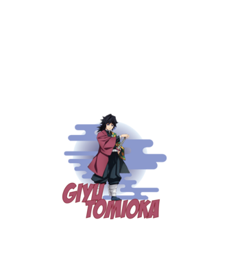 Demon Slayer Giyu model alb pe tricou