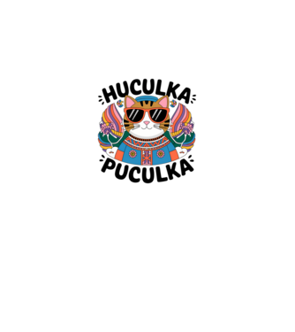 Huculka Puculka pisică 3 model alb pe tricou