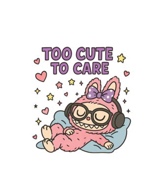 Too cute to care model alb pe tricou