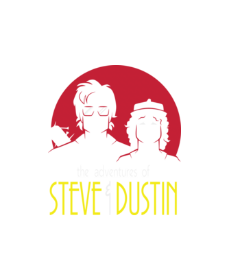 steve and dustin model alb pe tricou