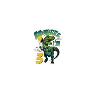 'Birthday Dinosaur rawww i''m 3' model alb pe tricou